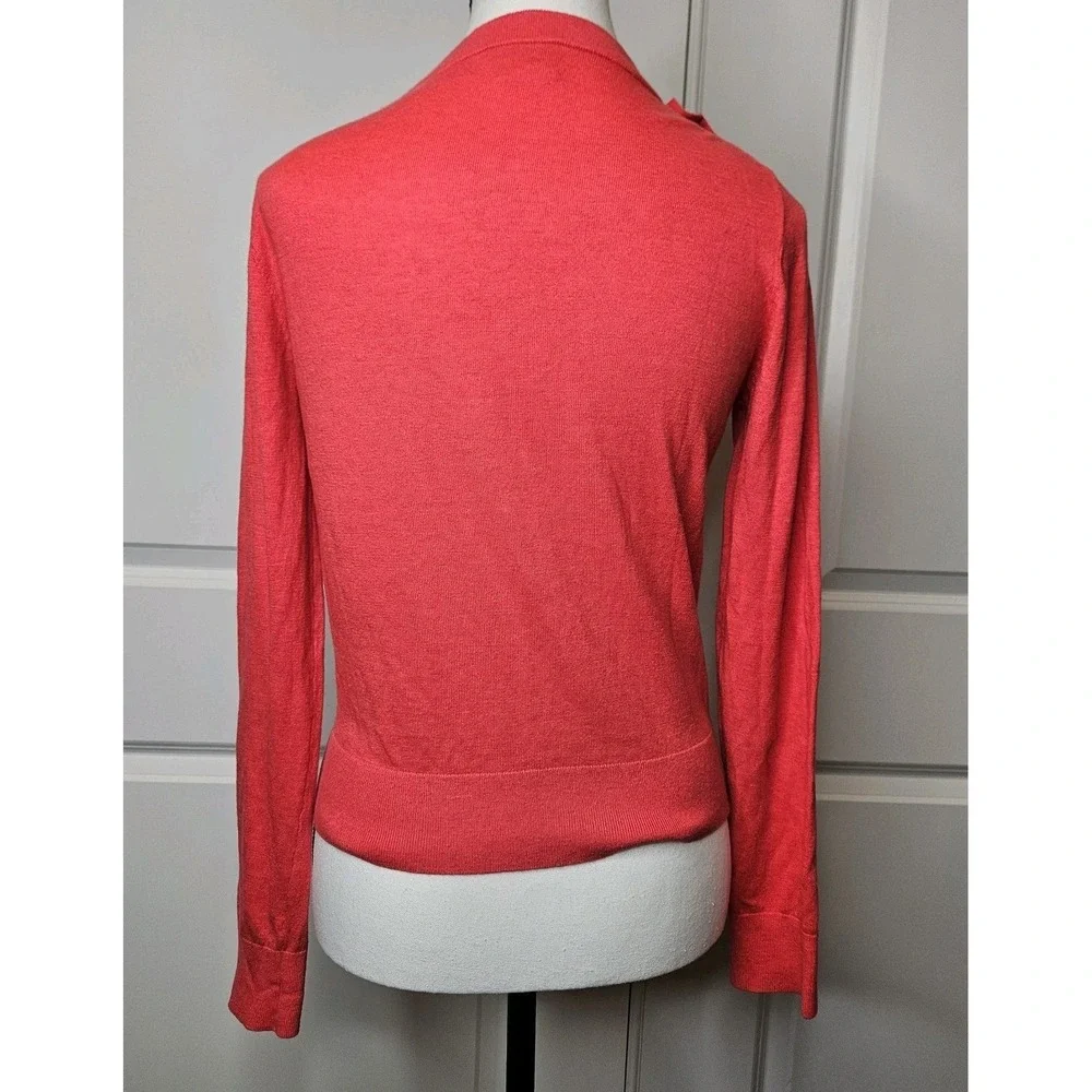 Kate Spade Cardigan Sweater Size Small Pink Bow Trim Jewel Rhinestone Buttons‎